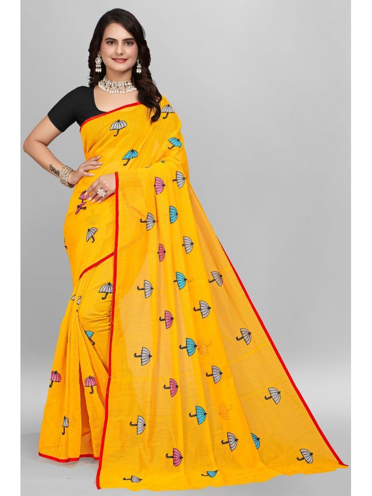     			JULEE Chanderi Embroidered Saree With Blouse Piece - Yellow ( Pack of 1 )