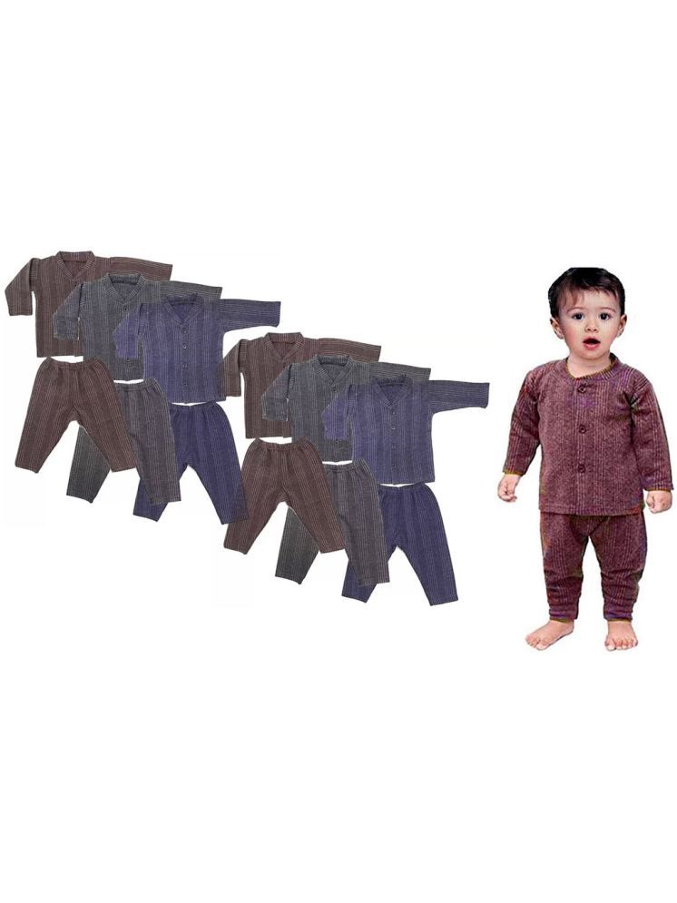     			Kids Front Open Baby Thermal Suit Top & Pajama Set for Baby Boys & Baby Girls, Pack of 6 (Multicolor)