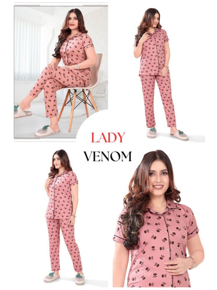     			Ladyvenom Pink Cotton Women's Nightwear Nightsuit Sets ( Pack of 1 )