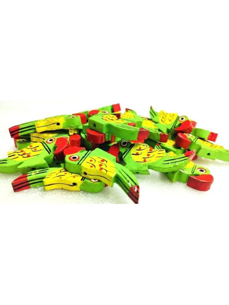     			PRANSUNITA Wooden Multi-Coloured Parrot Beads Big Size (6 x2 cm) Used for Art and Crafts, Dresses, Beading, Pendant Jewellery Making, DIY Crafts & School Project etc. Pack of 10