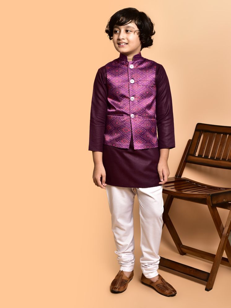     			PRINTCULTR Brown Cotton Blend Boys Kurta Sets ( Pack of 1 )