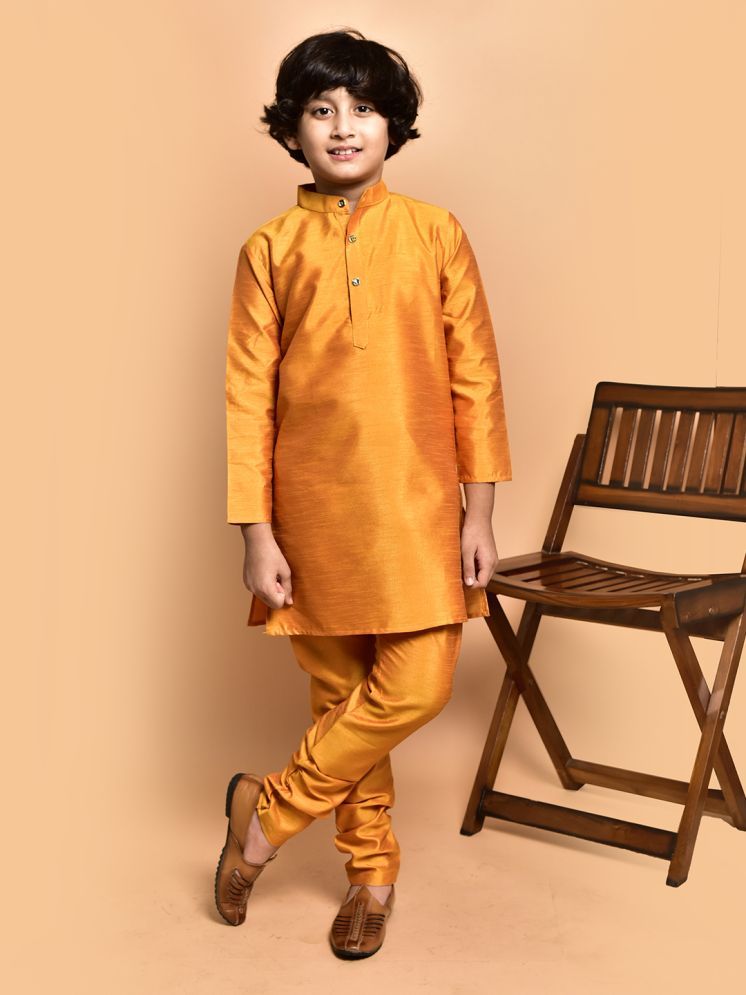     			PRINTCULTR Mustard Silk Boys Kurta Sets ( Pack of 1 )