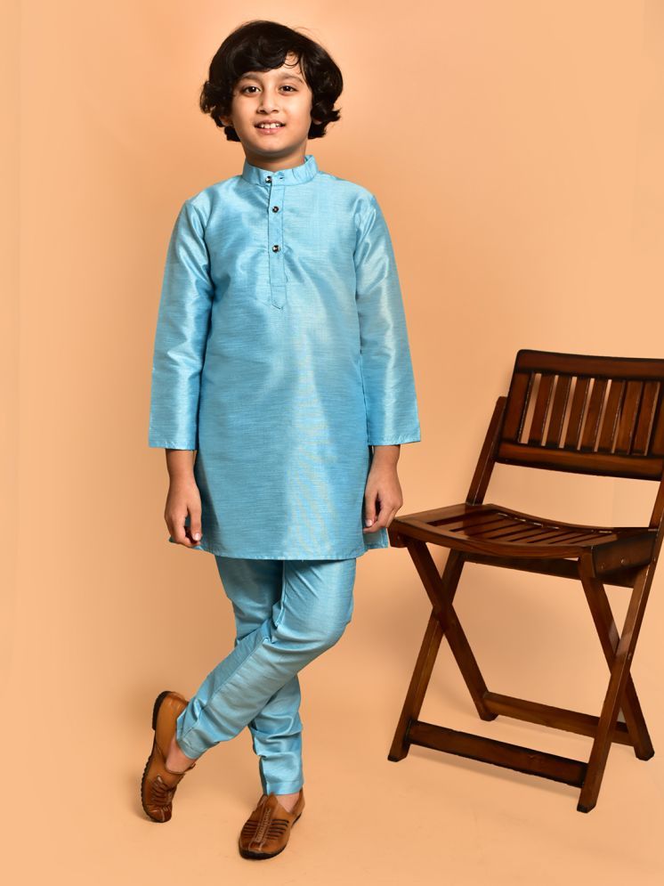     			PRINTCULTR Sky Blue Silk Boys Kurta Sets ( Pack of 1 )