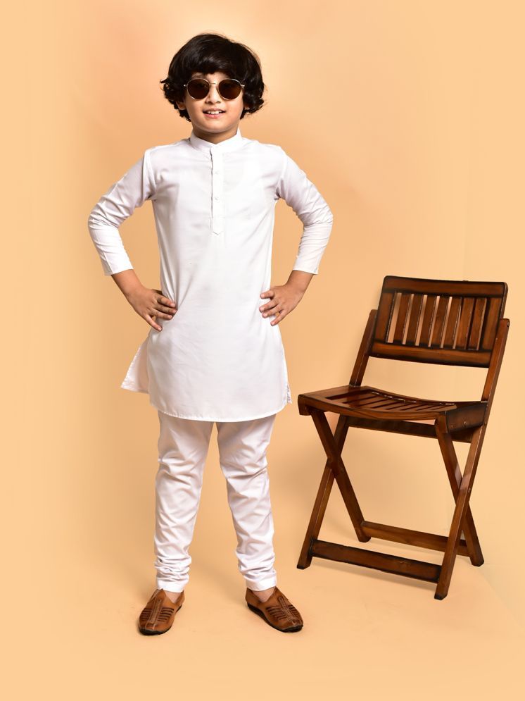     			PRINTCULTR White Cotton Blend Boys Kurta Sets ( Pack of 1 )