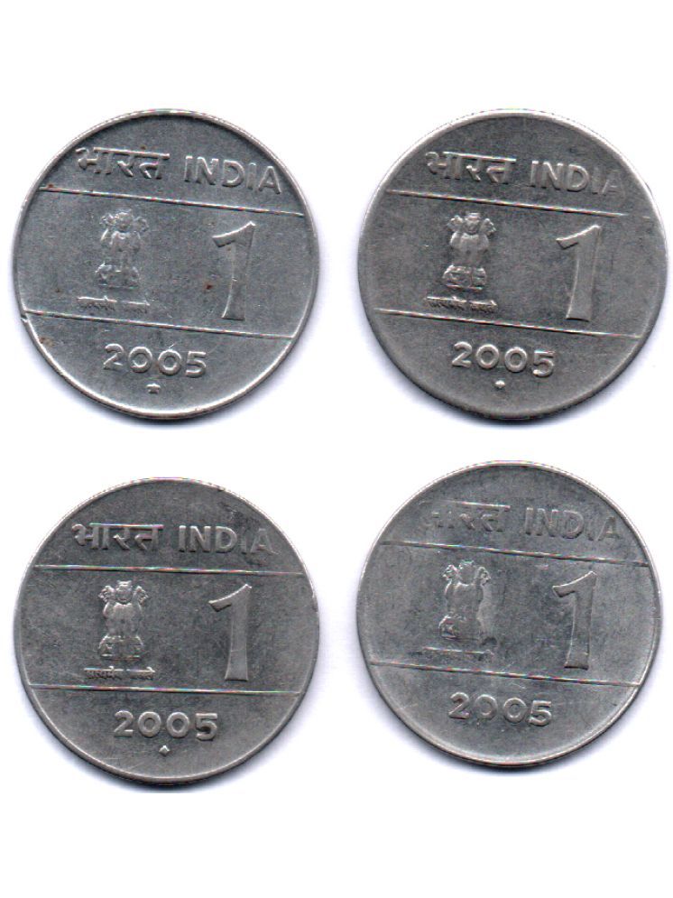     			RAJACOINS - 1 /  ONE   RS / RUPEE  STEEL  CROSS 2005 ( BOMBAY/HYDERABAD/NOIDA/KOLKATA)  VERY RARE USED (4 PCS)  COMMEMORATIVE COLLECTIBLE-  USED GOOD CONDITIN