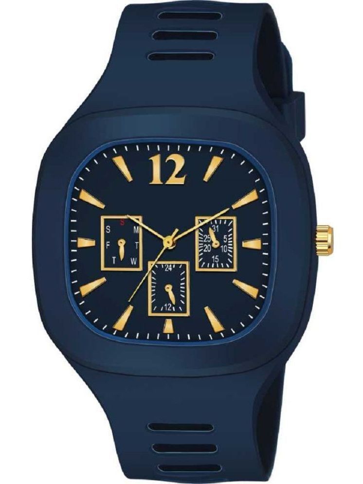     			Rhonium Blue PU Analog Men's Watch