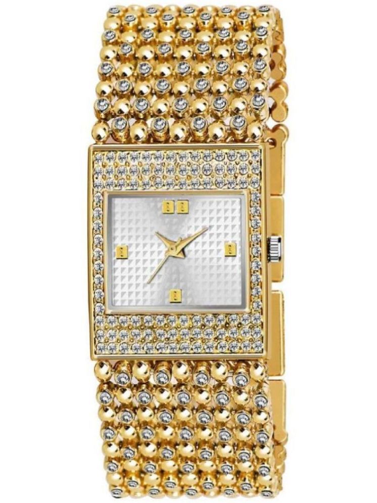     			Rhonium Gold Metal Analog Womens Watch