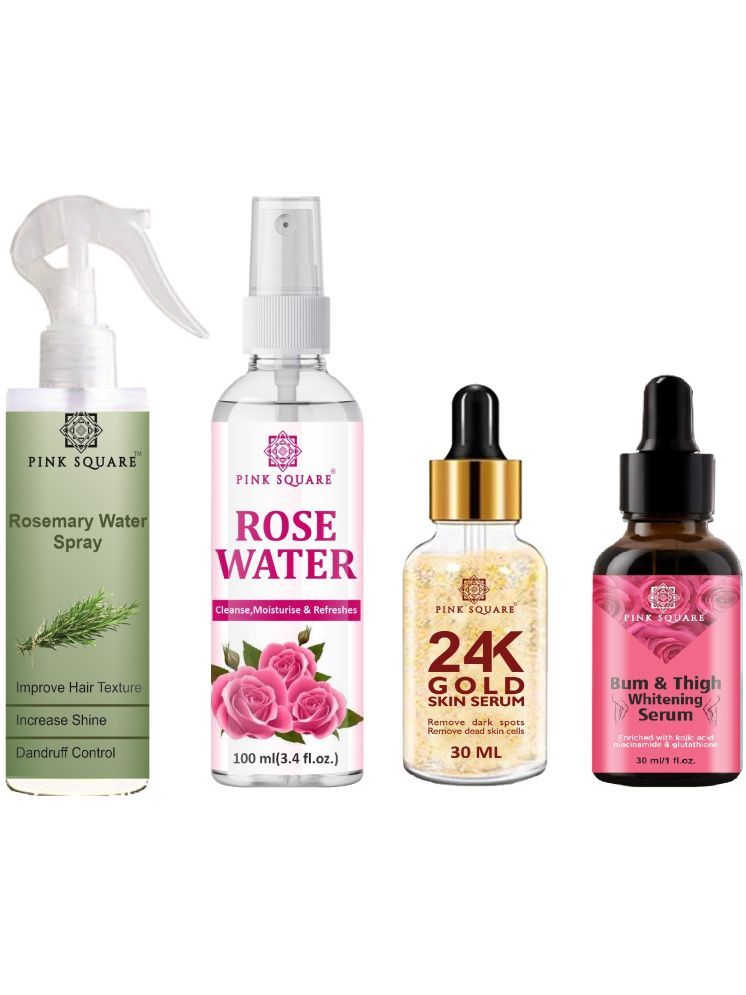     			Rosemary Water Hair Spray 100ml, Hydrating Fresh Rose water 100ml, 24K Gold Serum 30ml & Bum and Thigh Whitening Serum 30ml Combo 4