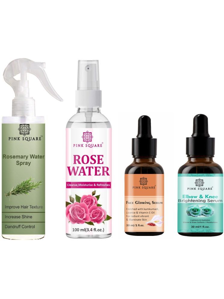     			Rosemary Water Hair Spray 100ml, Hydrating Fresh Rose water 100ml, Face Glowing Skin Serum 30ml & Elbow-knee Brightening Serum 30ml Combo 4