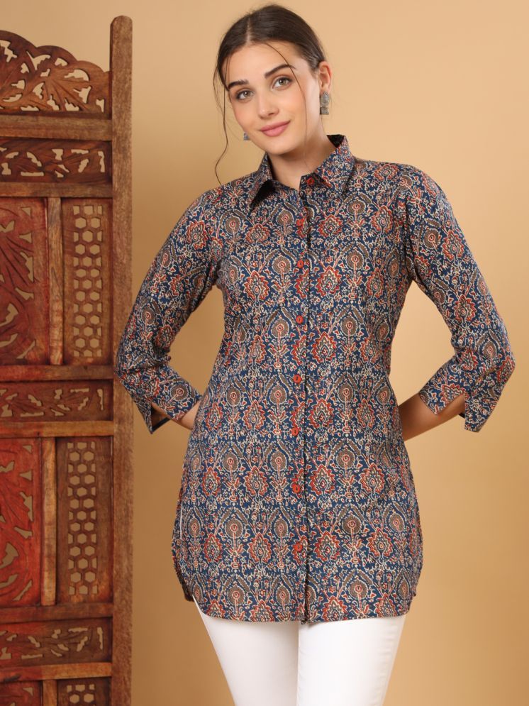     			Tissu Cotton Printed Shirt Style Women's Kurti - Multicolor ( Pack of 1 )