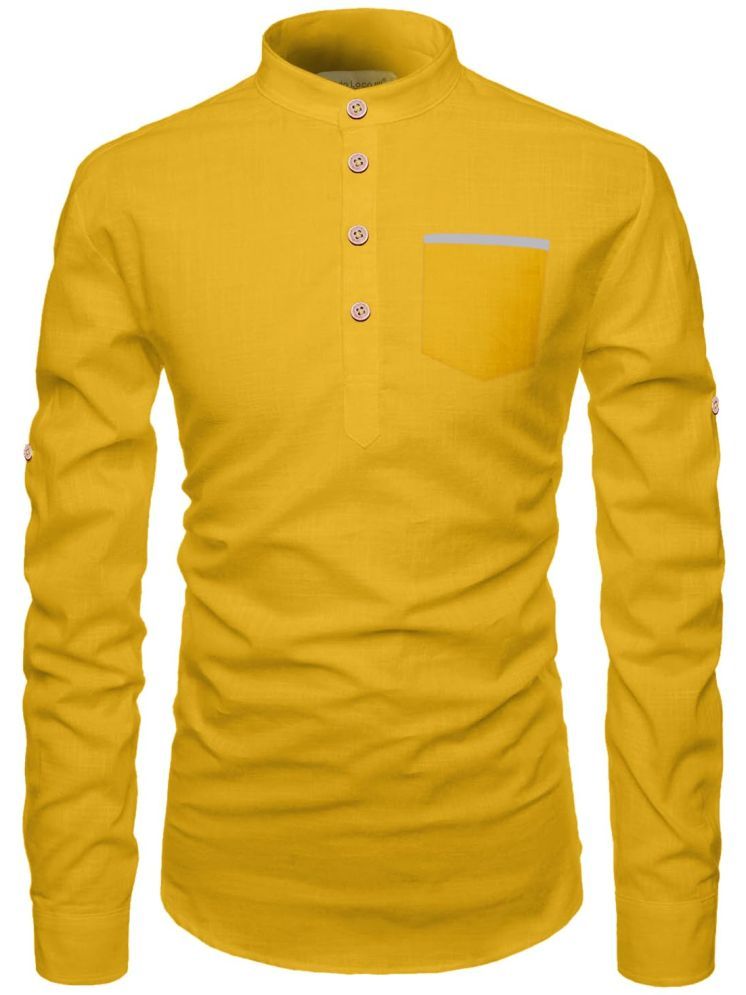     			Vida Loca Yellow Cotton Blend Men's Shirt Style Kurta ( Pack of 1 )