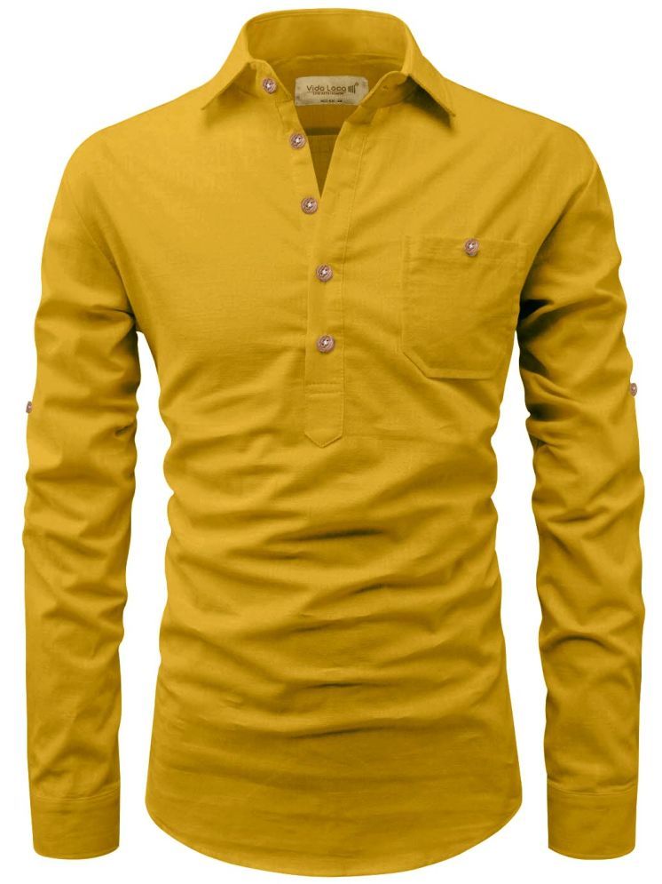     			Vida Loca Yellow Cotton Blend Men's Shirt Style Kurta ( Pack of 1 )