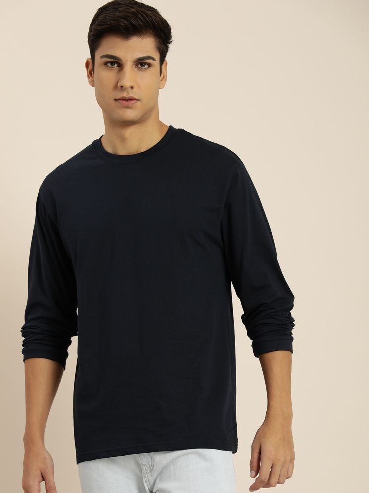     			plusperfaction Cotton Blend Regular Fit Solid Full Sleeves Men's Round T-Shirt - Black ( Pack of 1 )