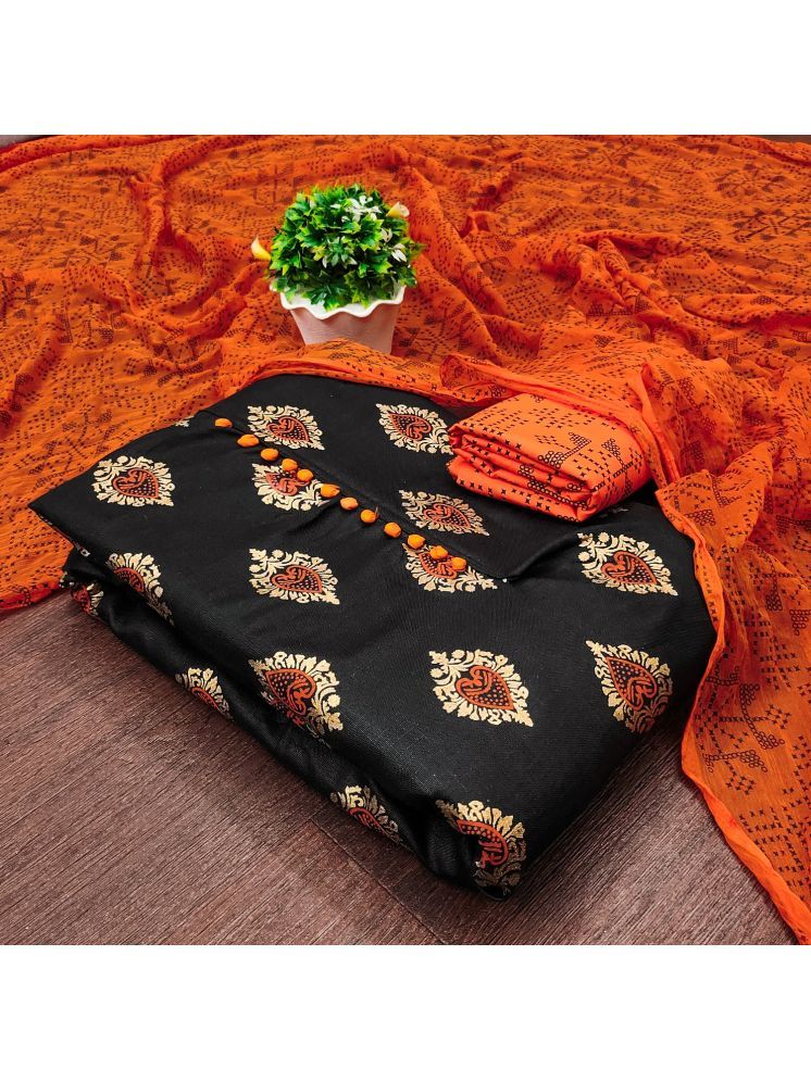     			Lady Shopi Unstitched Cotton Printed Dress Material - Orange ( Pack of 1 )