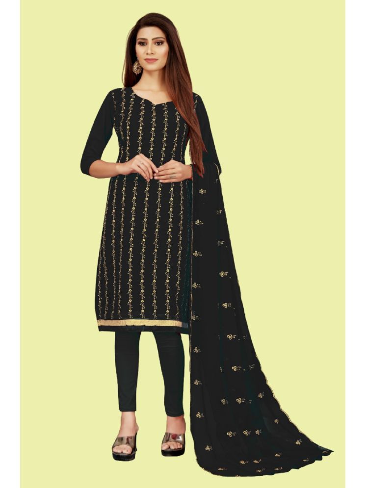     			Lady Shopi Unstitched Georgette Embroidered Dress Material - Black ( Pack of 1 )