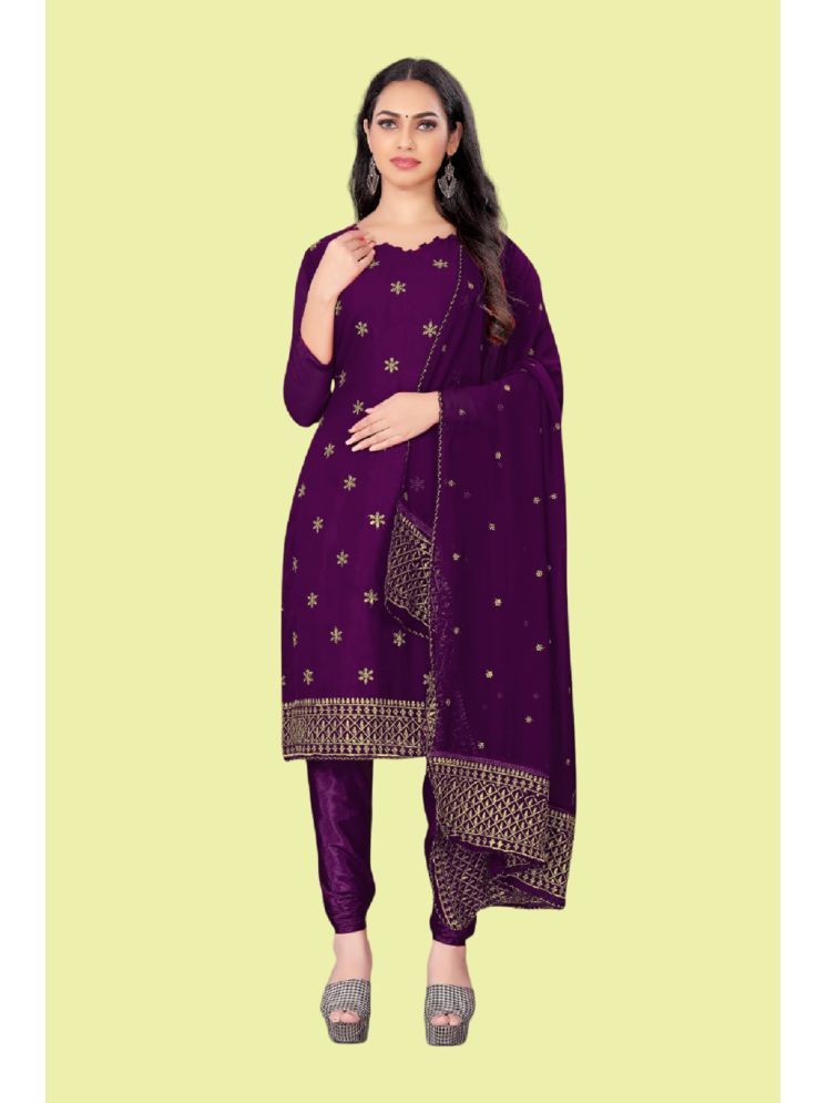     			Lady Shopi Unstitched Georgette Embroidered Dress Material - Wine ( Pack of 1 )