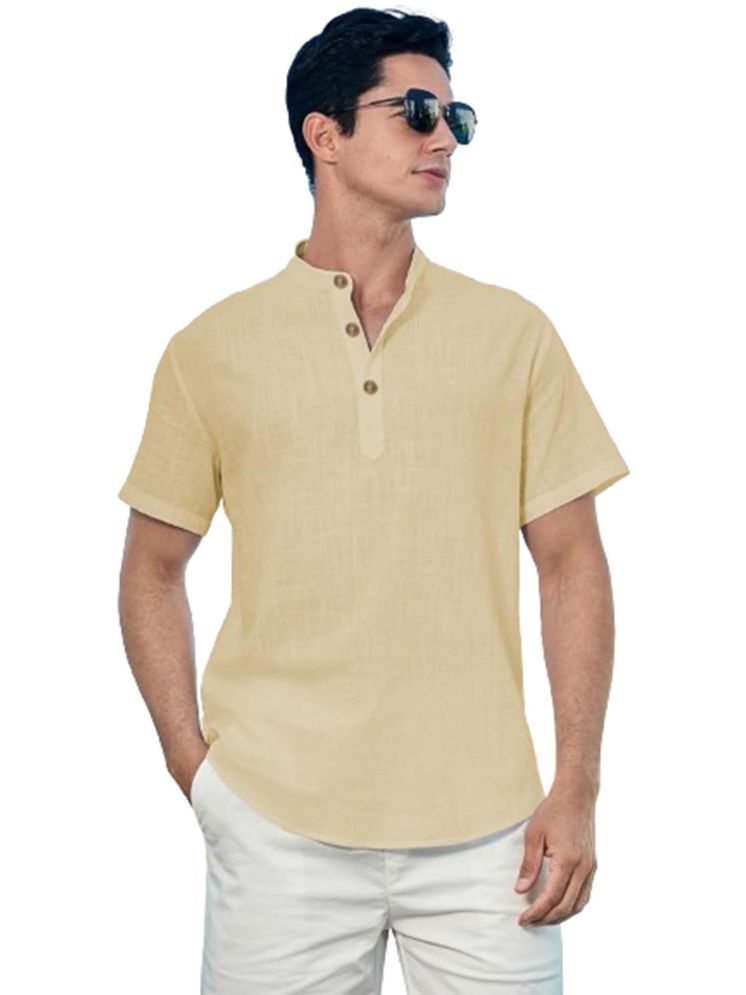     			TrendiVastra Beige Cotton Blend Men's Shirt Style Kurta ( Pack of 1 )