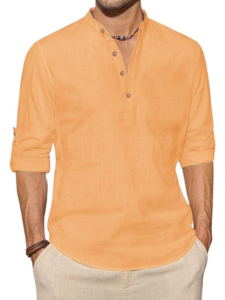     			TrendiVastra Orange Cotton Blend Men's Shirt Style Kurta ( Pack of 1 )