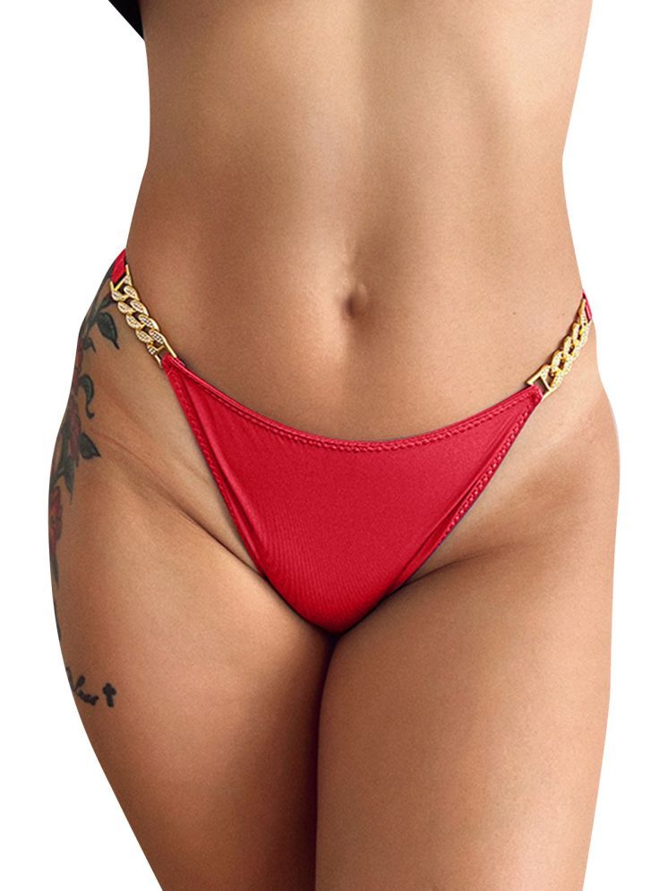     			UR HIGHER SELF Red Poly Cotton Printed Women's G-Strings ( Pack of 1 )