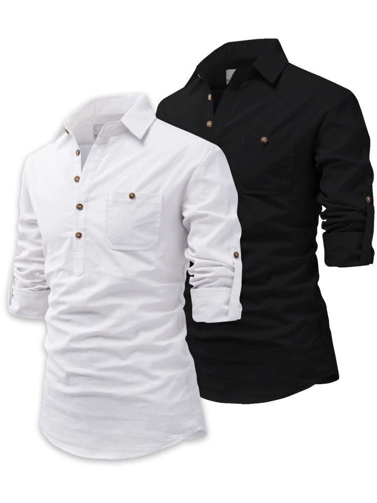     			Vida Loca Black Cotton Blend Men's Shirt Style Kurta ( Pack of 2 )