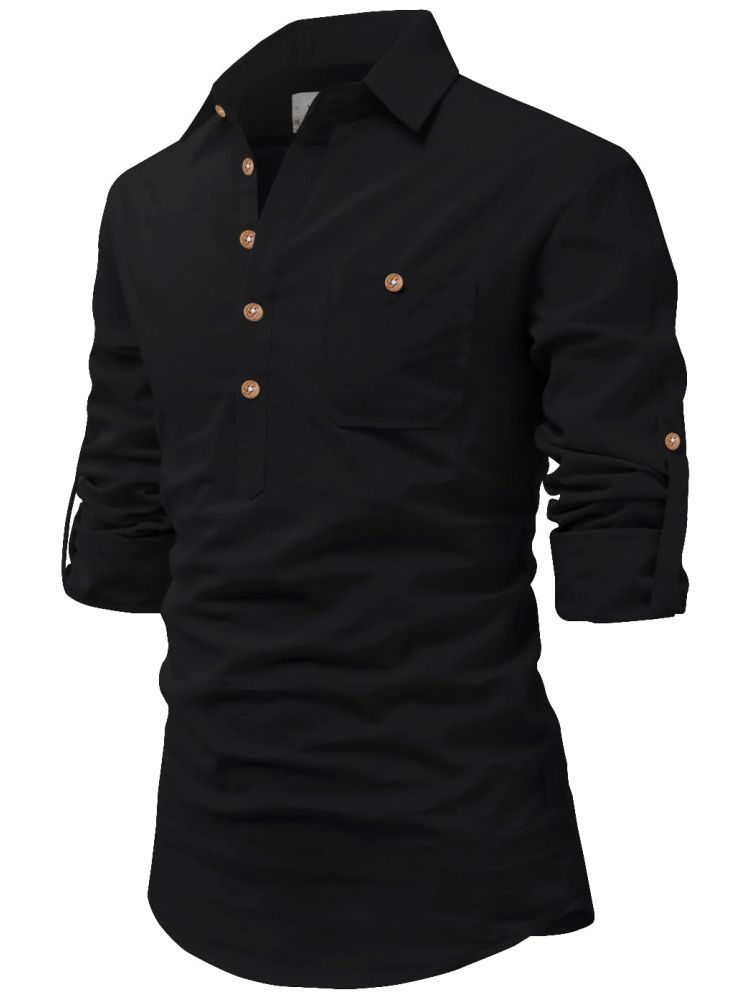     			Vida Loca Black Cotton Blend Men's Shirt Style Kurta ( Pack of 1 )