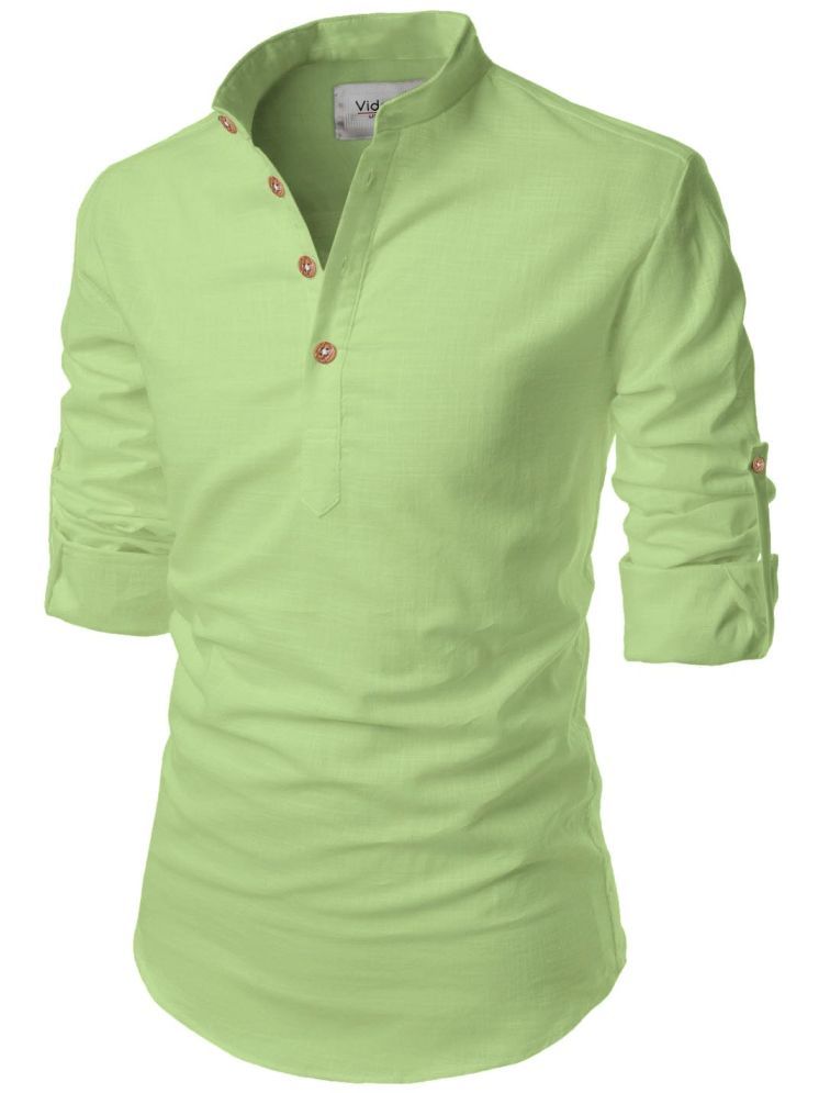     			Vida Loca Light Green Cotton Blend Men's Shirt Style Kurta ( Pack of 1 )