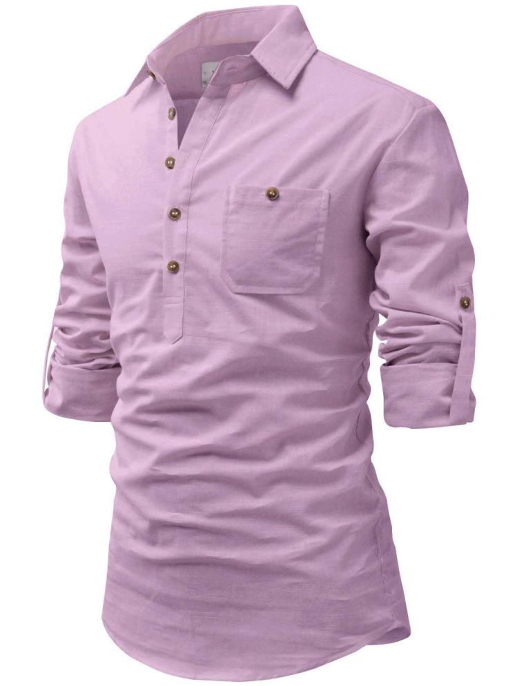     			Vida Loca Light Pink Cotton Blend Men's Shirt Style Kurta ( Pack of 1 )