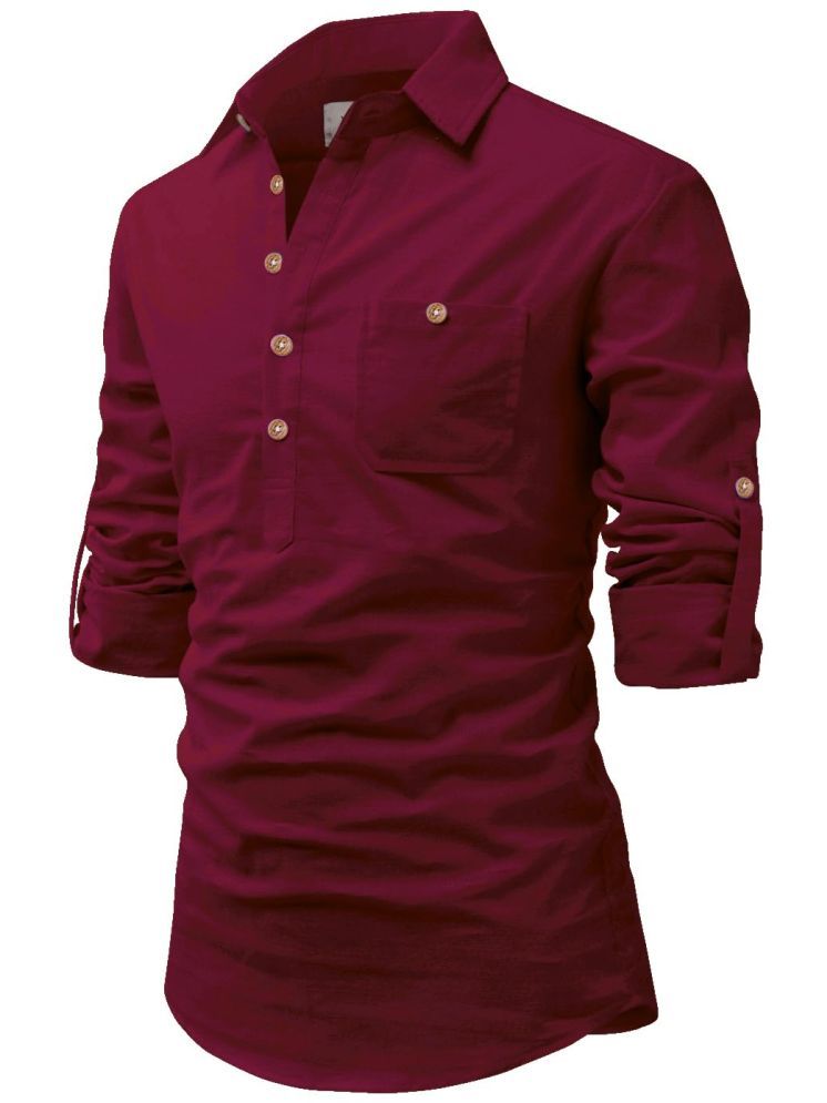     			Vida Loca Maroon Cotton Blend Men's Shirt Style Kurta ( Pack of 1 )