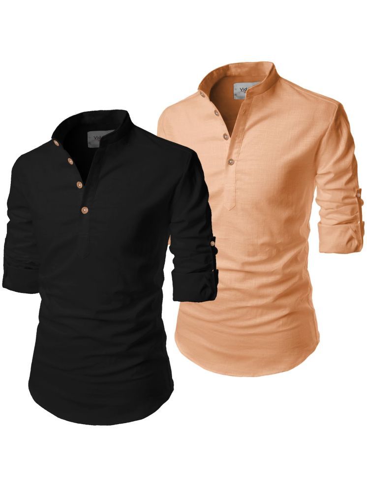     			Vida Loca Orange Cotton Blend Men's Shirt Style Kurta ( Pack of 2 )