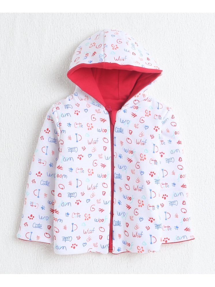     			BUMZEE Red & White Baby Boys Full Sleeves Cotton Reversible Jacket Age - 0-6 Months