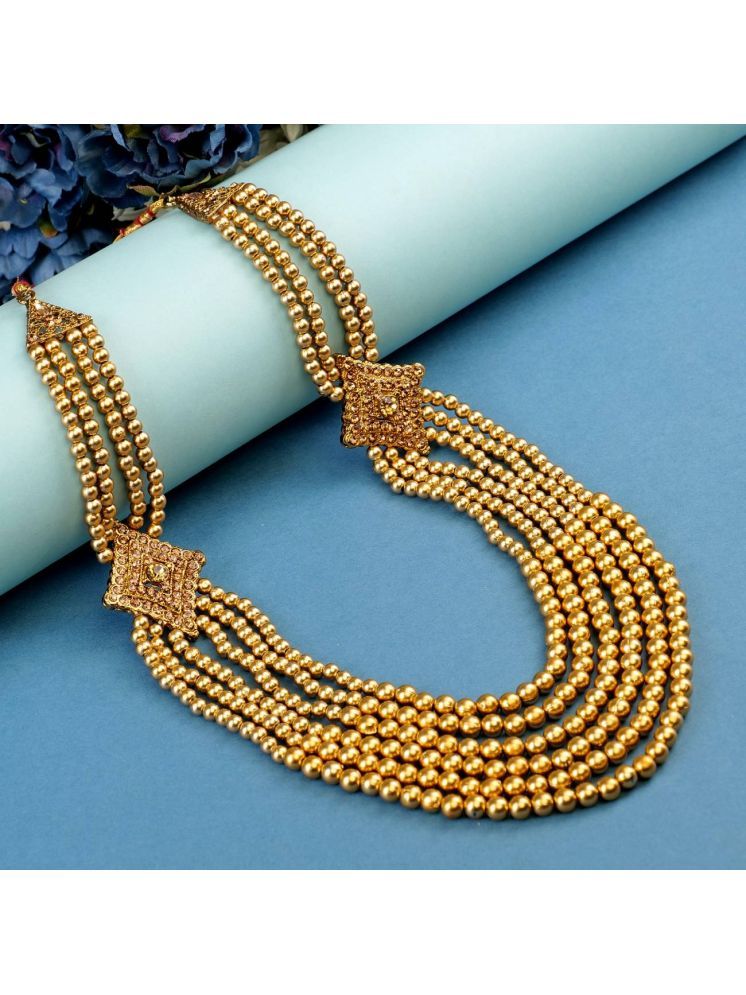     			Dulha groom sherwani Necklace/Moti Mala for Men for wedding | Groom Mala and Brooch Set