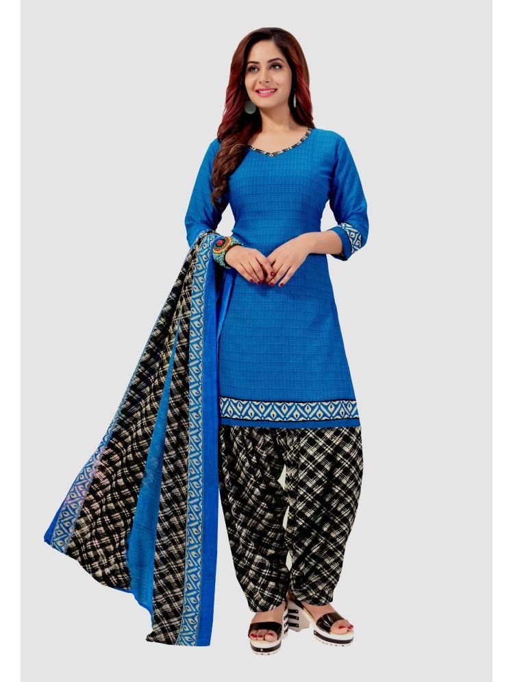     			Kkrish Unstitched Crepe Printed Dress Material - Blue ( Pack of 1 )