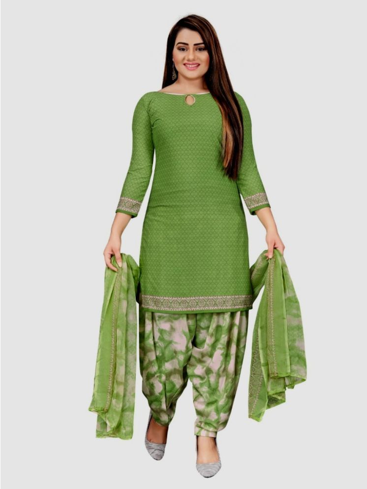     			Kkrish Unstitched Crepe Printed Dress Material - Lime Green,Multicolor ( Pack of 1 )