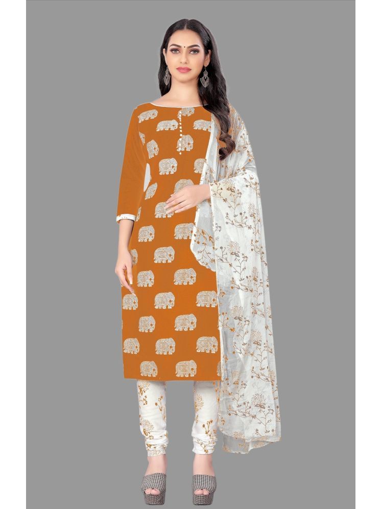     			Lady Shopi Unstitched Cotton Printed Dress Material - Yellow ( Pack of 1 )