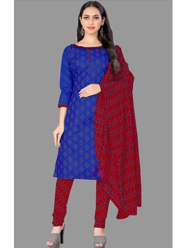     			Lady Shopi Unstitched Cotton Printed Dress Material - Blue ( Pack of 1 )