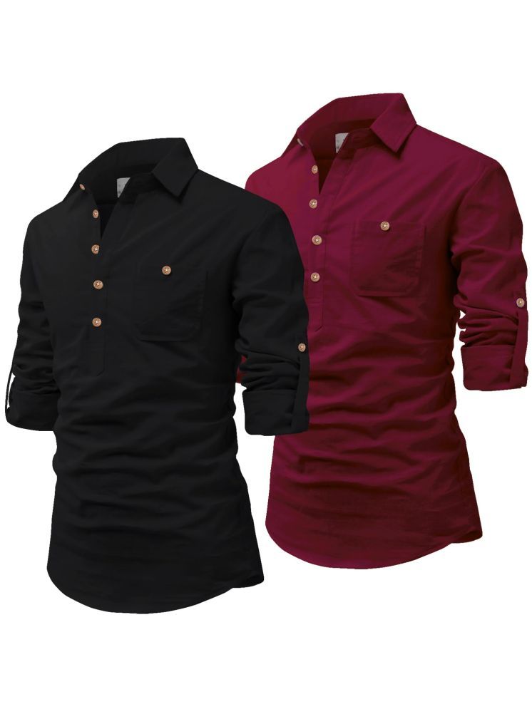     			Vida Loca Magenta Cotton Blend Men's Shirt Style Kurta ( Pack of 2 )