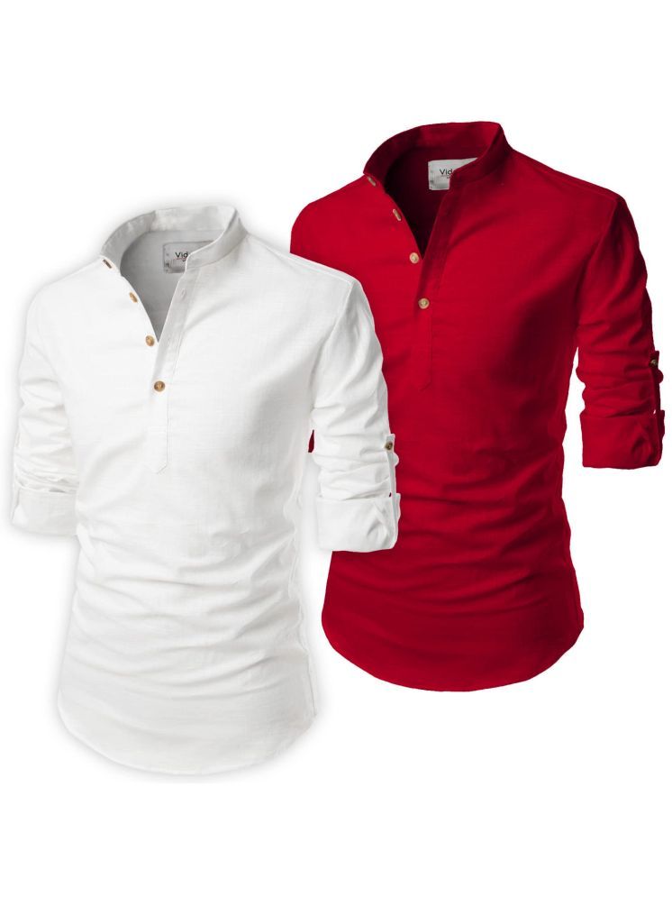     			Vida Loca Rough Red Cotton Blend Men's Shirt Style Kurta ( Pack of 2 )