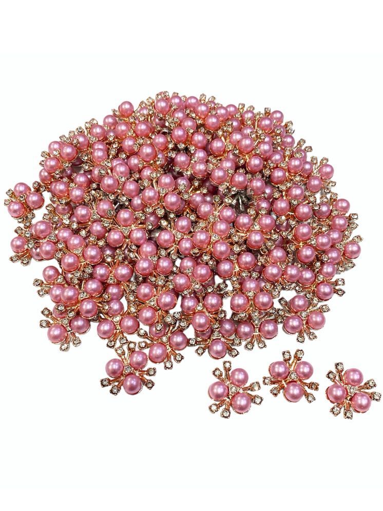     			PRANSUNITA Flat Back Zarkan Rhinestone Flower Shape Buttons for Brooches, Jewelry Making, Dresses, Scrapbooking DIY Crafts, Radha Krishna Decoration – Size 20 mm – (Pink)