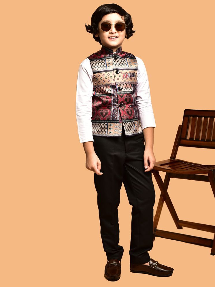     			PRINTCULTR Brown Cotton Blend Boys Nehru Jacket ( Pack of 1 )