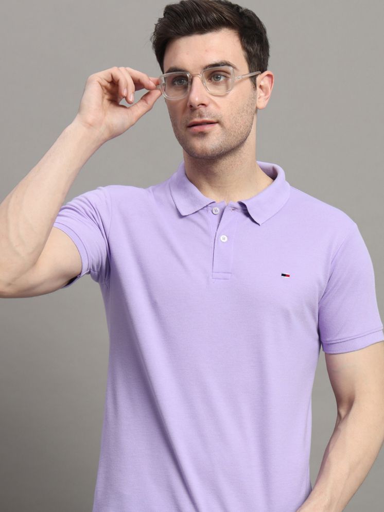     			R.ARHAN PREMIUM Cotton Blend Regular Fit Solid Half Sleeves Men's Polo T Shirt - Lavender ( Pack of 1 )