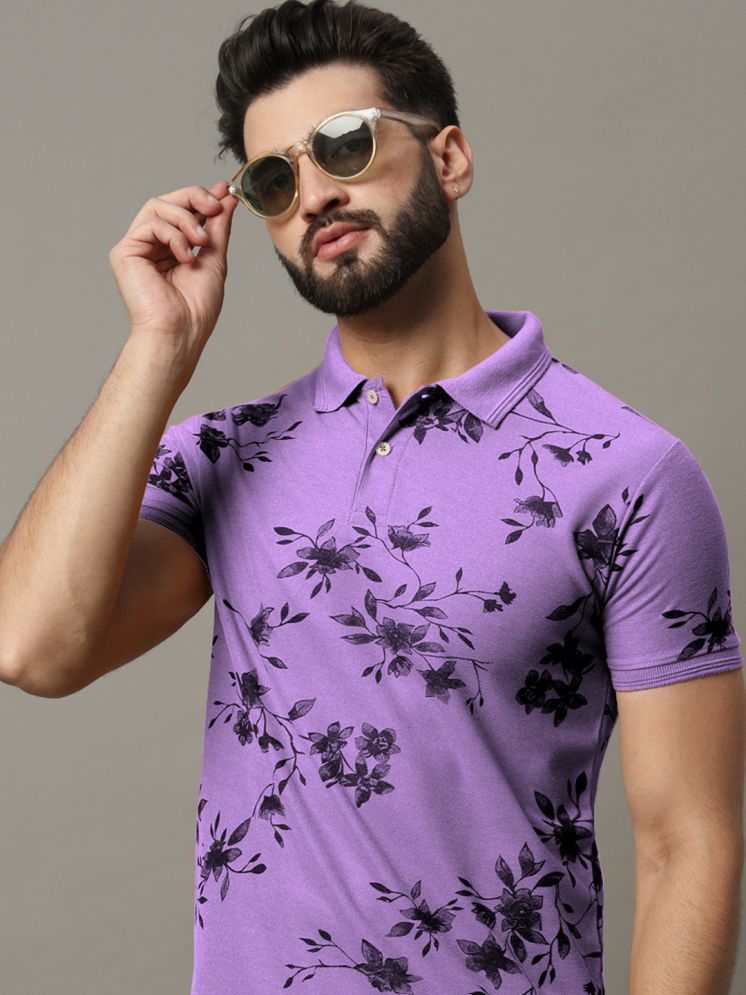     			R.ARHAN PREMIUM Cotton Blend Regular Fit Printed Half Sleeves Men's Polo T Shirt - Lavender ( Pack of 1 )