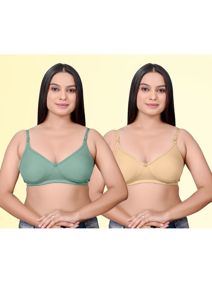     			haya fashion Pack of 2 Cotton Non Padded Women's Everyday Bra ( Multicolor ) Pushup D706