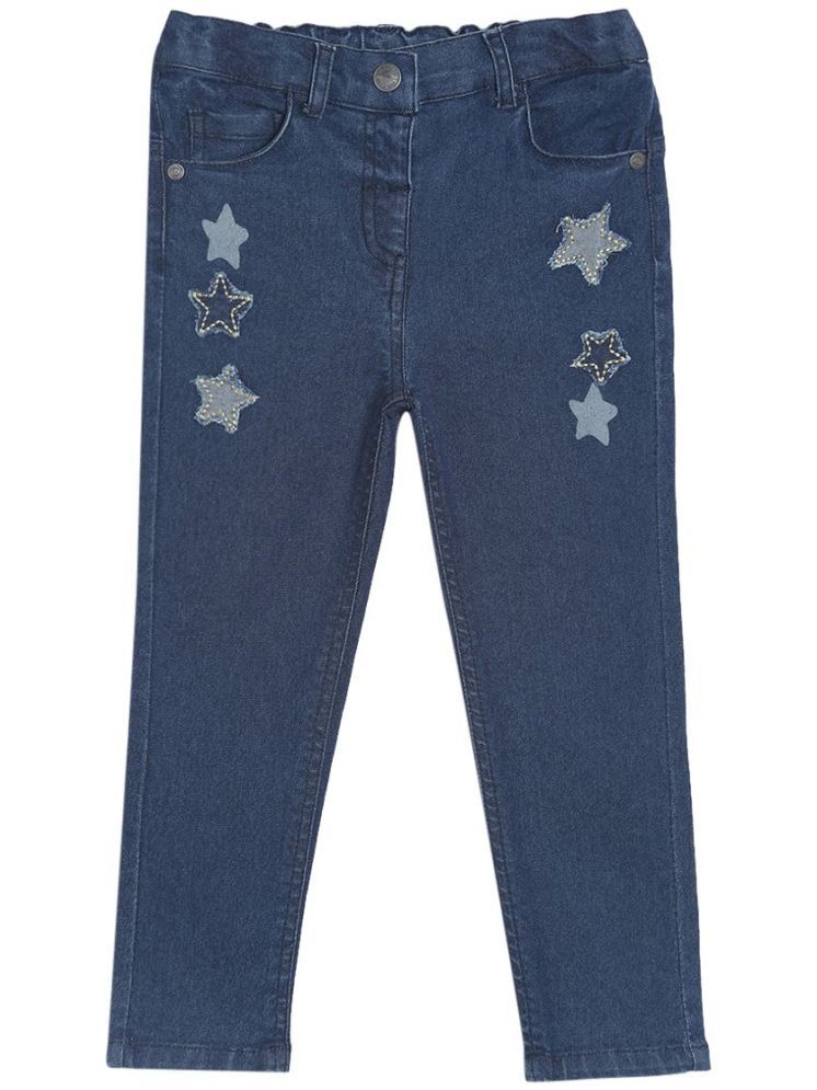     			Miniklub Baby Girls  Full Length Woven Denim Pant (Mid Wash Color)