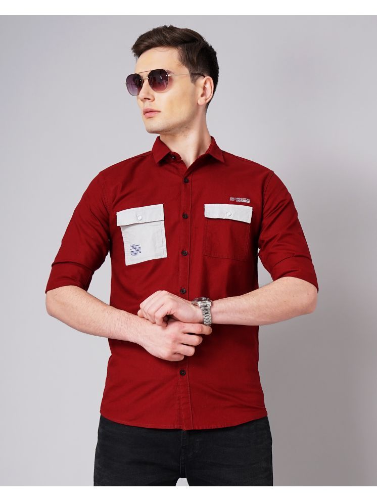     			Paul Street 100% Cotton Slim Fit Solids Full Sleeves Men's Casual Shirt - Maroon ( Pack of 1 )