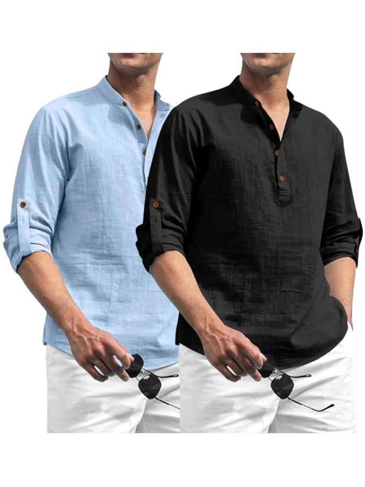     			Yugnik Sky Blue Cotton Men's Regular Kurta ( Pack of 2 )