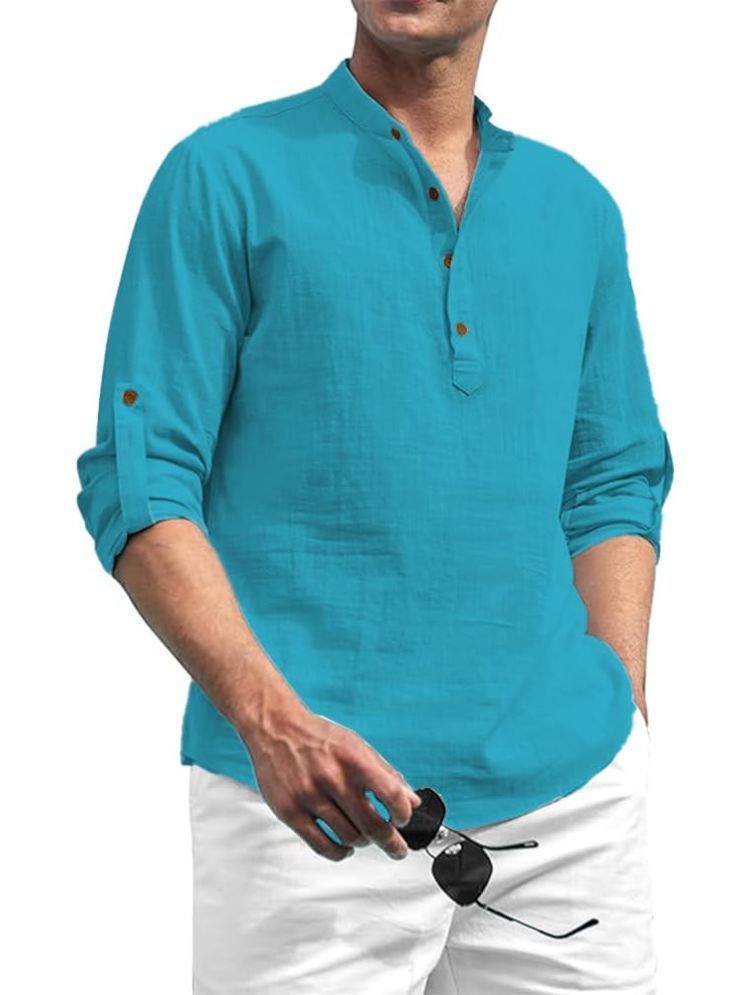     			Yugnik Teal Cotton Men's Regular Kurta ( Pack of 1 )