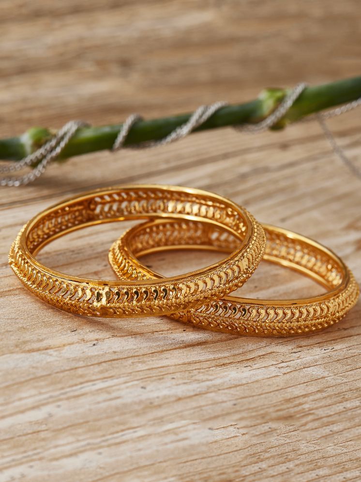     			Zeneme Gold Bangle Set ( Pack of 2 )