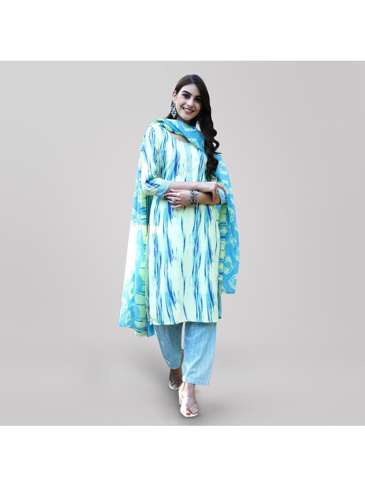     			1 Stop Fashion Cotton Printed Kurti With Pants Women's Stitched Salwar Suit - Multicolor ( Pack of 1 )