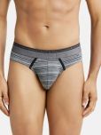 Jockey US67 Men Super Combed Cotton Elastane Stretch Stripe Brief - Mid Grey Melange