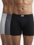 Jockey 8008 Men Super Combed Cotton Rib Solid Boxer Brief - Black/Charcoal Mel/Grey Mel (Pack of 3)